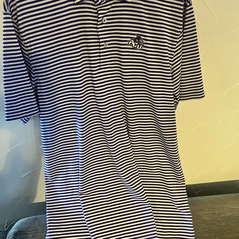 ACU (Abilene Christian University) Southern Tide Navy and White Striped Polo
